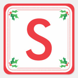 Adesivo Quadrado Vinheta de Natal holandesa e verde personalizado