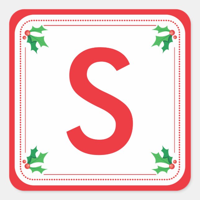 Adesivo Quadrado Vinheta de Natal holandesa e verde personalizado (Frente)