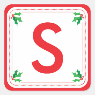 Adesivo Quadrado Vinheta de Natal holandesa e verde personalizado