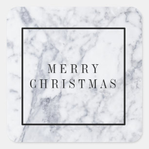 Adesivo Quadrado Vinheta de Natal Mínimo e Mínimo Marble Modern