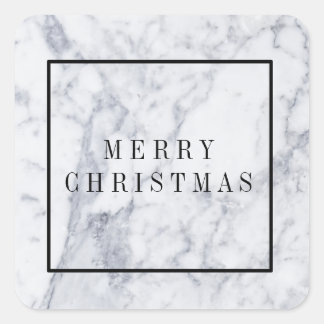 Adesivo Quadrado Vinheta de Natal Mínimo e Mínimo Marble Modern