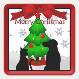 Adesivo Quadrado Vinheta de Natal Pet Friers