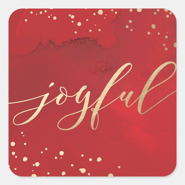 Adesivo Quadrado Vinheta de Natal Sprinkled Joy Faux Foil (Frente)