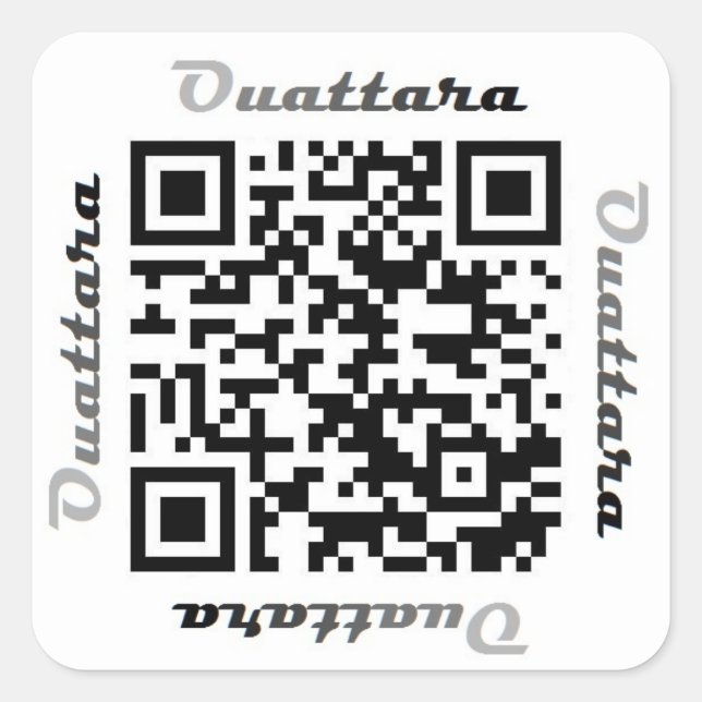 Adesivo Quadrado Vinheta de NOME Personalizado do Código QR Ouattar (Frente)