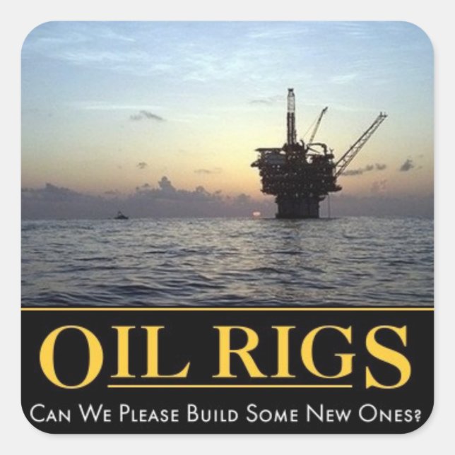 Adesivo Quadrado Vinheta de óleo, Duro de óleo e gás Vinheta (Frente)