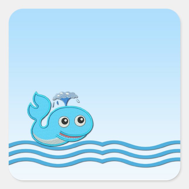 Adesivo Quadrado Vinheta de Ondas de Baleia (Frente)