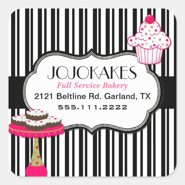 Adesivo Quadrado Vinheta de padaria personalizada doce (Frente)