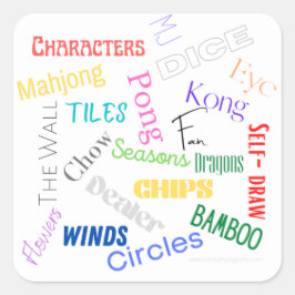Adesivo Quadrado Vinheta de palavras Mahjong