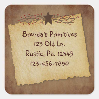Adesivo Quadrado Vinheta de papel primitivo