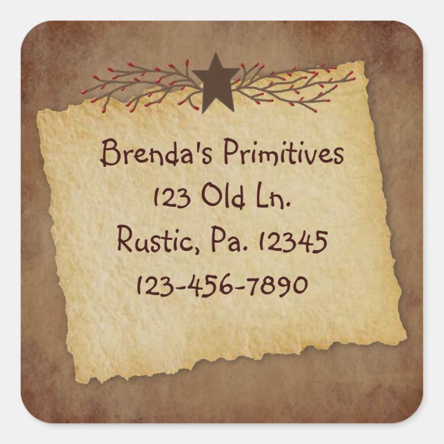 Adesivo Quadrado Vinheta de papel primitivo (Frente)