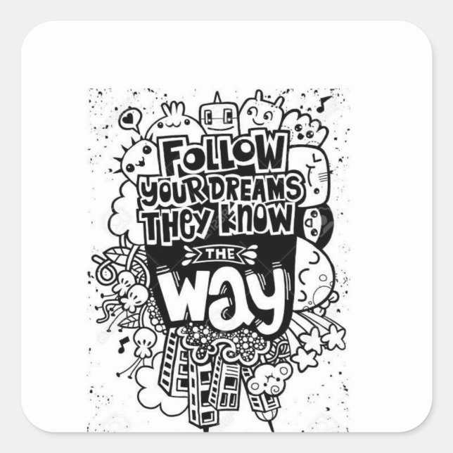 Adesivo Quadrado Vinheta de parede inspiradora (Frente)