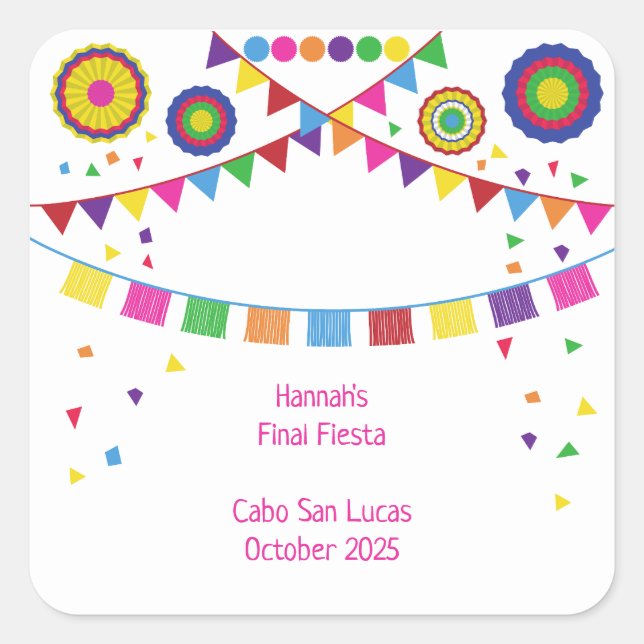 Adesivo Quadrado Vinheta de Partido Quadrado Fiesta (Frente)