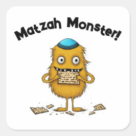 Adesivo Quadrado Vinheta de Passover Monstro do Cartoon Branco Matz