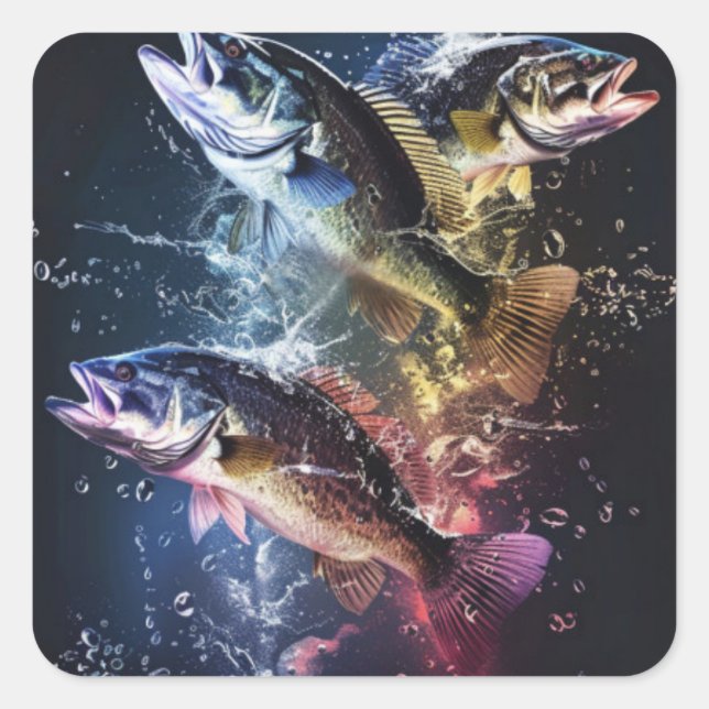 Adesivo Quadrado Vinheta de peixe (Frente)