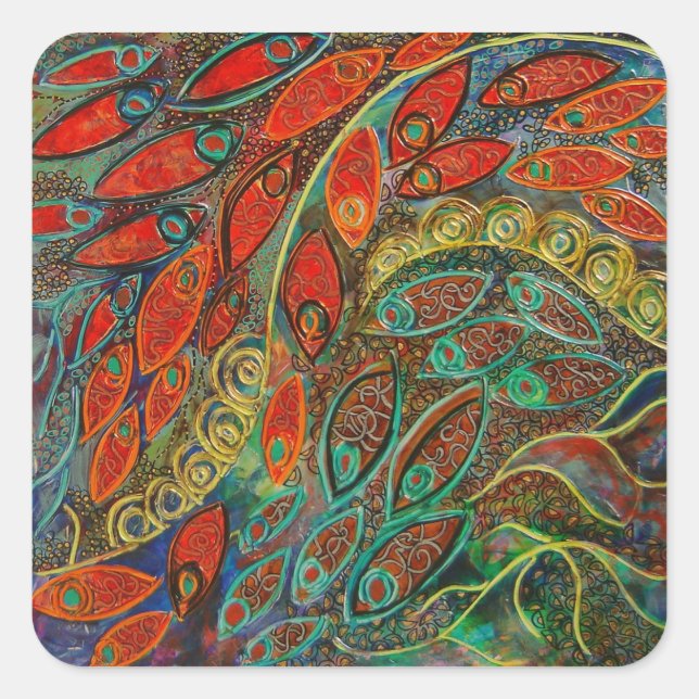 Adesivo Quadrado vinheta de porta giratória (pintura) (Frente)