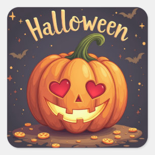 Adesivo Quadrado Vinheta de Posto do Halloween