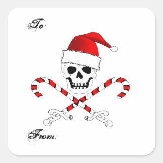Adesivo Quadrado Vinheta de Presente Pirata Natal