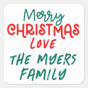 Adesivo Quadrado vinheta de quadrado colorida de natal alegre