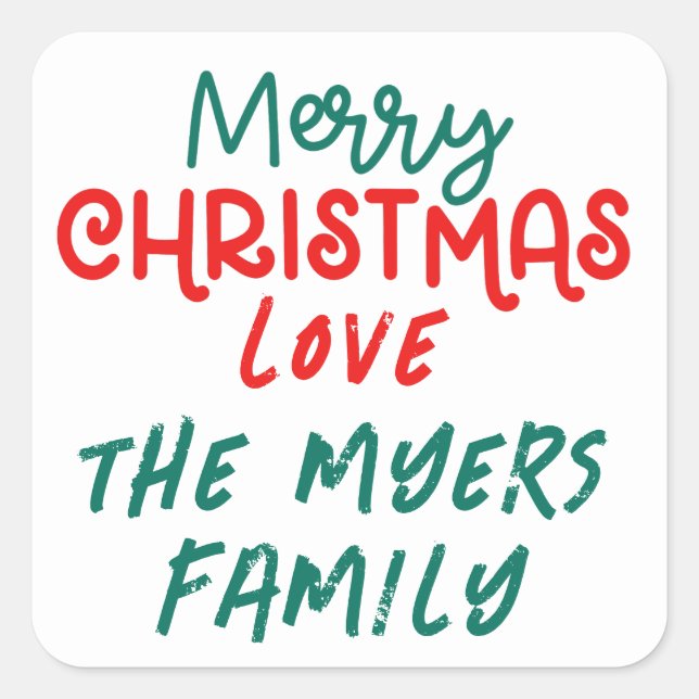 Adesivo Quadrado vinheta de quadrado colorida de natal alegre (Frente)