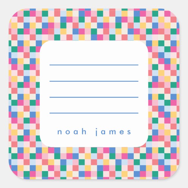 Adesivo Quadrado Vinheta de Quadros Multicolores de Blocos Multicol (Frente)