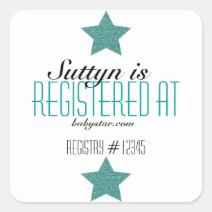 ADESIVO QUADRADO VINHETA DE REGISTRO DE CHÁ DE FRALDAS TWINKLE