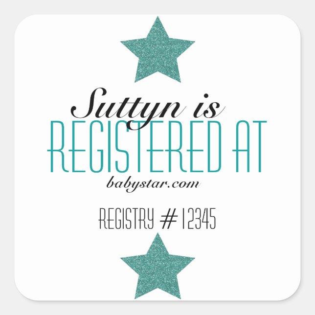 ADESIVO QUADRADO VINHETA DE REGISTRO DE CHÁ DE FRALDAS TWINKLE (Frente)