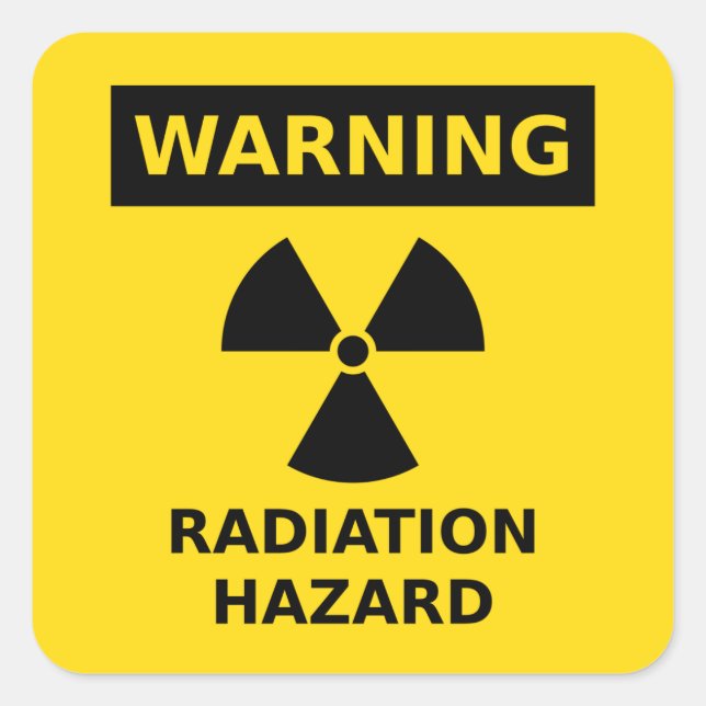 Adesivo Quadrado Vinheta de risco de radiação (Frente)