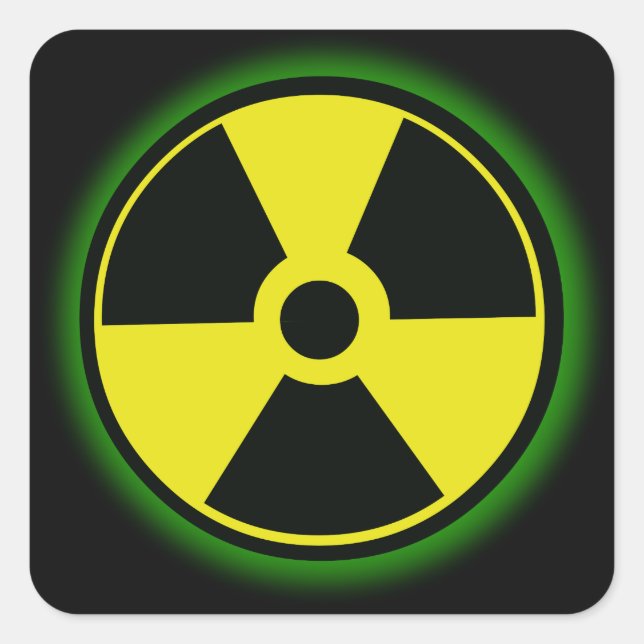 Adesivo Quadrado Vinheta de risco nuclear (Frente)