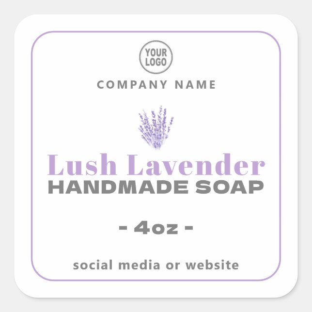 Adesivo Quadrado Vinheta de sabão feito à mão (Frente)