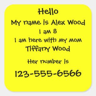 Adesivo Quadrado Vinheta de segurança para crianças