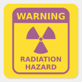 Adesivo Quadrado Vinheta de Sinais de Aviso de Radiação