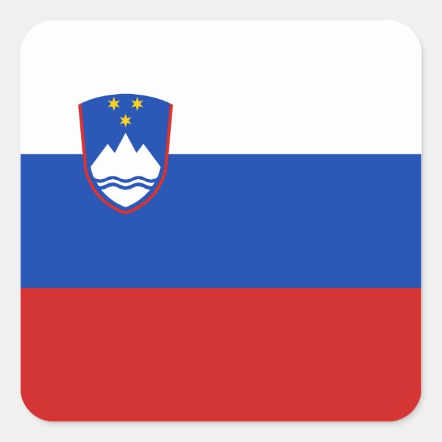 Adesivo Quadrado Vinheta de Sinalizador da Eslovênia (Frente)