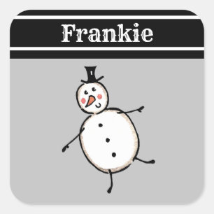 Adesivo Quadrado Vinheta de Snowman Quadrado de Natal Personalizado
