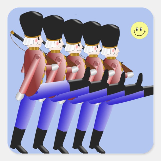 Adesivo Quadrado Vinheta de Soldados de Brinquedos (Frente)