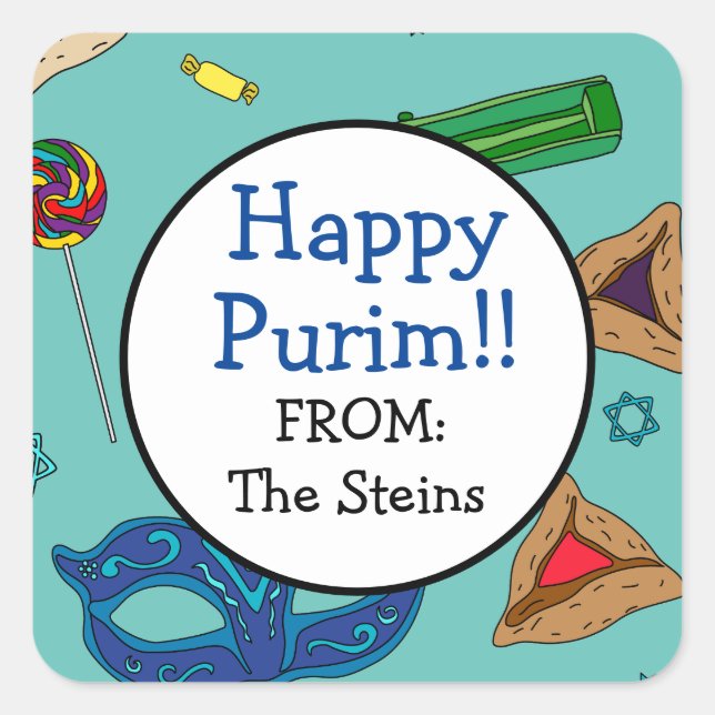 Adesivo Quadrado Vinheta de Teal Square de Manot Shaloch Personaliz (Frente)