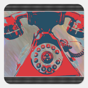 Adesivo Quadrado Vinheta de Telefone Retroativo