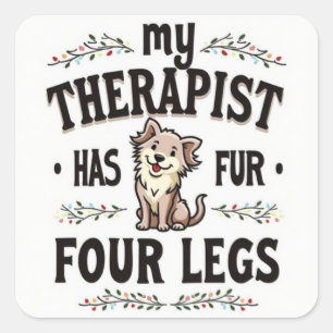 Adesivo Quadrado Vinheta de Terapia Pawsitiva