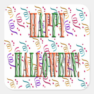 Adesivo Quadrado Vinheta de Texto do Festival de Confetti & Hallowe