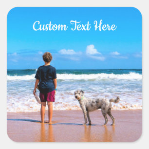 Adesivo Quadrado Vinheta de Texto Fotográfico Personalizada Seu De