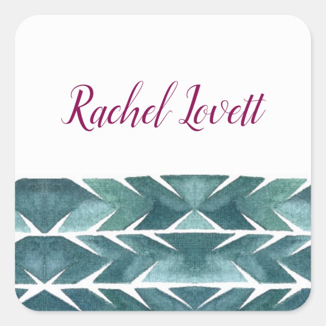 Adesivo Quadrado Vinheta de Textura de Cactus Verde (Frente)