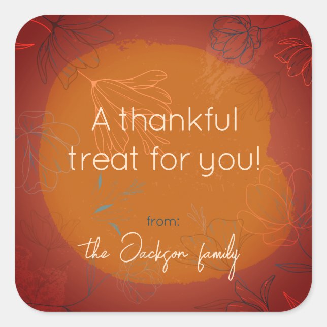 Adesivo Quadrado Vinheta de Tratamento Agradecido - Calor de outono (Frente)