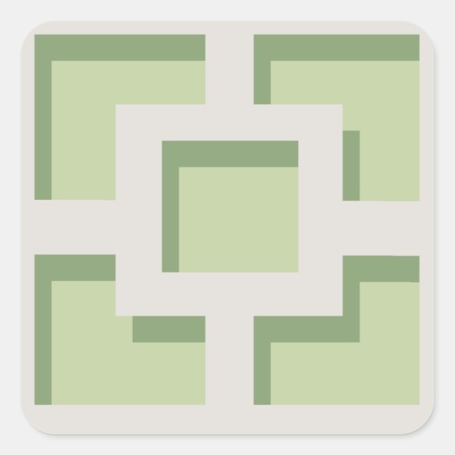 Adesivo Quadrado Vinheta de Trellis Verde Retroativa (Frente)