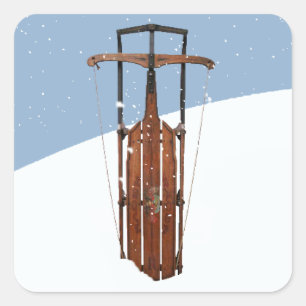 Adesivo Quadrado Vinheta de trenó de inverno