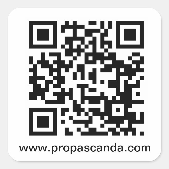 Adesivo Quadrado Vinheta de URL de Código QR (Frente)