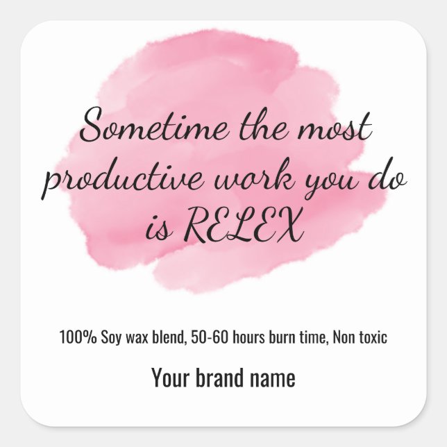 Adesivo Quadrado Vinheta de Vela de Retirada de Texto Personalizada (Frente)