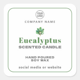 Adesivo Quadrado Vinheta de Velas Feitas à Mão Eucalyptus