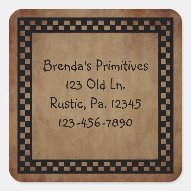 Adesivo Quadrado Vinheta de Verificação Primitiva (Frente)