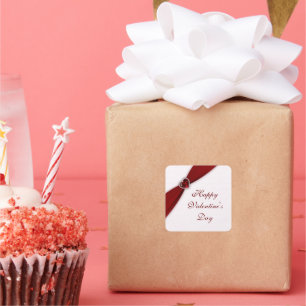 Adesivo Quadrado Vinheta Dia de os namorados Vermelho Ruby