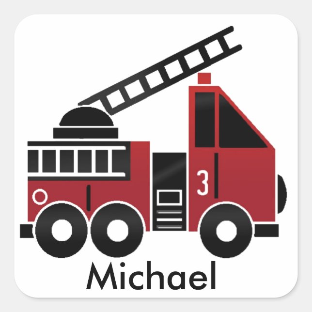 Adesivo Quadrado Vinheta do caminhão de bombeiro (Frente)