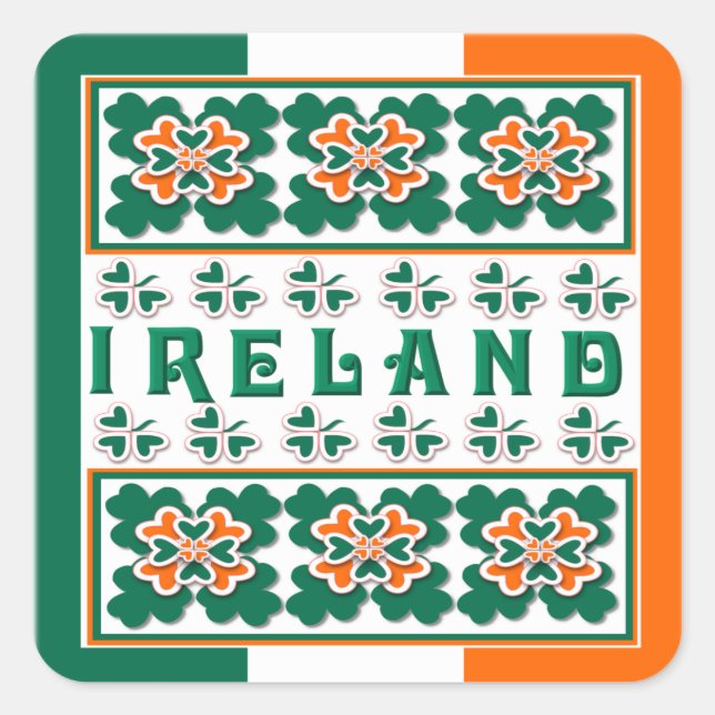 Adesivo Quadrado Vinheta do Círculo do Shamrock (Frente)